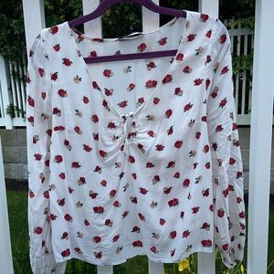 SOLD Rose pheasant sleeve shirt